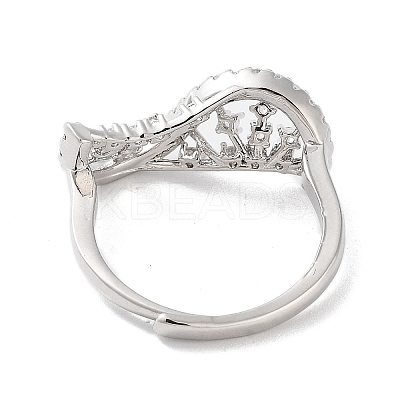 Rack Plating Brass Micro Pave Cubic Zirconia Adjustable Rings RJEW-D025-15P-1