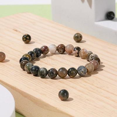 100Pcs 8mm Natural Ocean Agate/Ocean Jasper Round Beads DIY-LS0002-59-1