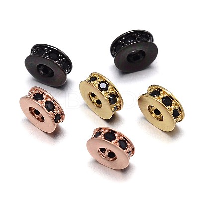 Flat Round Brass Micro Pave Cubic Zirconia Spacer Beads ZIRC-F009-31-NR-1