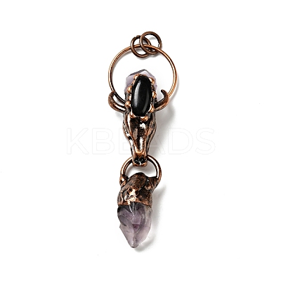 Natural Amethyst & Black Onyx Nuggets Big Pendants G-D468-26R-1