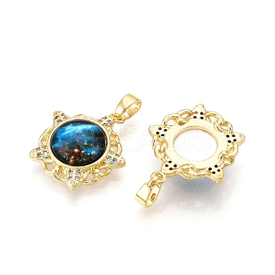 Brass Micro Pave Cubic Zirconia Pendants KK-N257-35G-1
