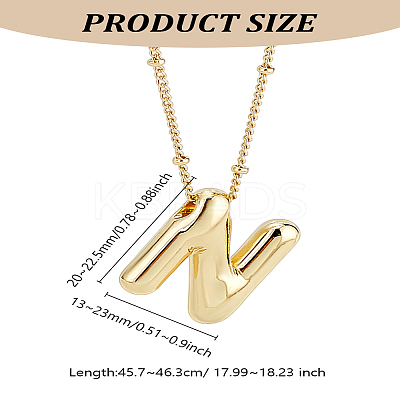 1pc Brass Chain with Alloy Letter Pendants Necklaces NJEW-LP0001-41N-G-1