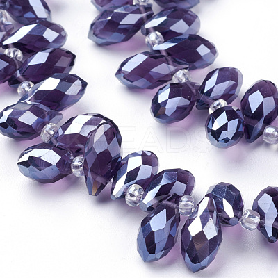 Electroplate Glass Faceted Teardrop Beads Strands EGLA-D014-11-1