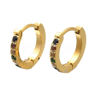 304 Stainless Steel Micro Pave Cubic Zirconia Huggie Hoop Earrings EJEW-C096-01I-G-1