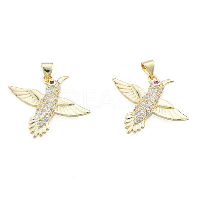 Brass Micro Pave Clear Cubic Zirconia Pendants ZIRC-N039-251-1