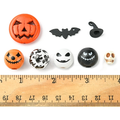 DIY Halloween Synthetic Turquoise & Round Wood Beads Jewelry Findings Kits DIY-FS0006-35-1
