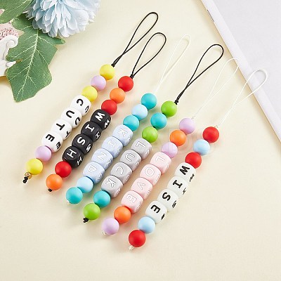 108 Pcs White Cube Silicone Beads Letter Number Square Dice Alphabet Beads with 2mm Hole Spacer Loose Letter Beads for Bracelet Necklace Jewelry Making JX438B-1