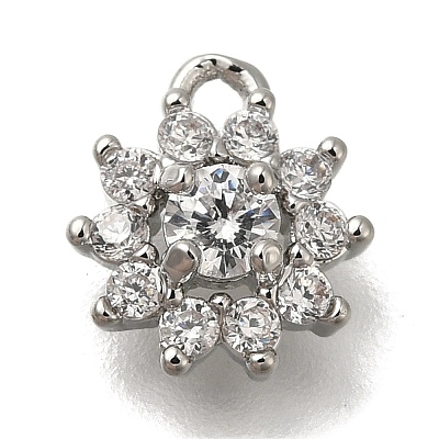 Rack Plating Brass Micro Pave Cubic Zirconia Charms KK-M014-04P-1