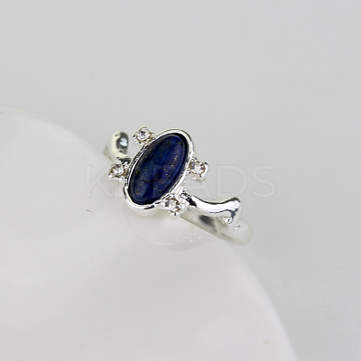 Alloy with Natural Lapis Lazuli Finger Rings FS-WGF3EDB-02-1