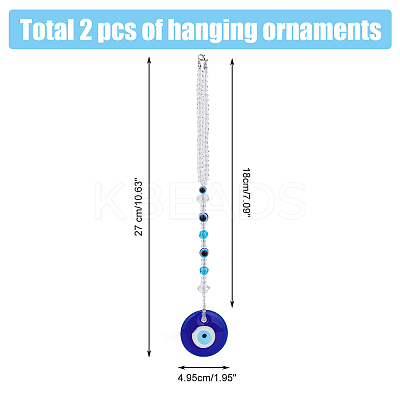 2Pcs Blue Lampwork Evil Eye Car Hanging Ornament HJEW-DC0001-13-1