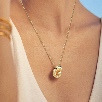 1pc Brass Chain with Alloy Letter Pendants Necklaces NJEW-LP0001-41G-G-1