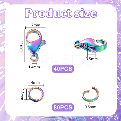 304 Stainless Steel Lobster Claw Clasps with Open Jump Rings STAS-PH0005-99A-1