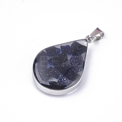 Synthetic Blue Goldstone Pendants STAS-T043-02K-1