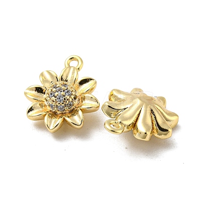 Brass Micro Pave Clear Cubic Zirconia Charms KK-H460-24G-1