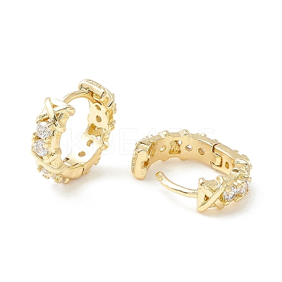 Clear Cubic Zirconia Chunky Hinged Hoop Earrings for Women X-EJEW-P196-24G-1