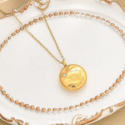 304 Stainless Steel Clear Cubic Zirconia Constellation Pendant Necklaces NJEW-R021-02G-07-1