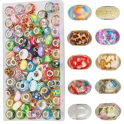 120Pcs 6 Styles Christmas Theme Resin European Rondelle Beads RPDL-SP0001-04-1