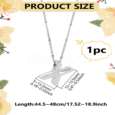 1pc Brass Chain with Alloy Letter Pendants Necklaces NJEW-LP0001-41X-P-1