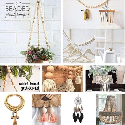 400Pcs 5 Styles Natural Unfinished Wood Beads WOOD-YW0001-64-1