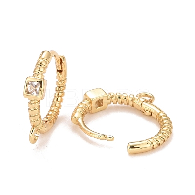 Rack Plating Brass Micro Pave Cubic Zirconia Hoop Earrings Finding KK-C239-01G-1
