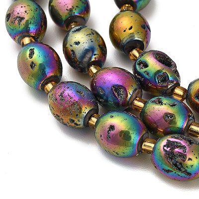 Electroplated Natural Druzy Geode Crystal Beads Strands G-F833-O01-01E-1