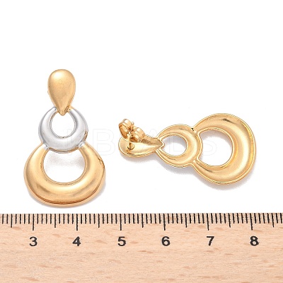 304 Stainless Steel Two Tone Gourd Dangle Stud Earrings EJEW-C142-15PG-1