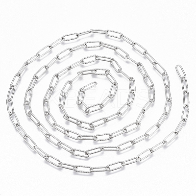 Tarnish Resistant 304 Stainless Steel Textured Paperclip Chains CHS-S006-JN954-1-1