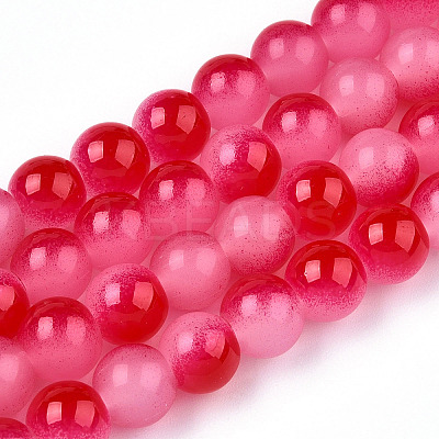 Baking Paint Imitation Jade Glass Round Bead Strands X1-DGLA-N003-10mm-06-1