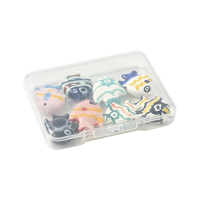 8Pcs 8 Colors Handmade Porcelain Beads PORC-FS0001-52-1
