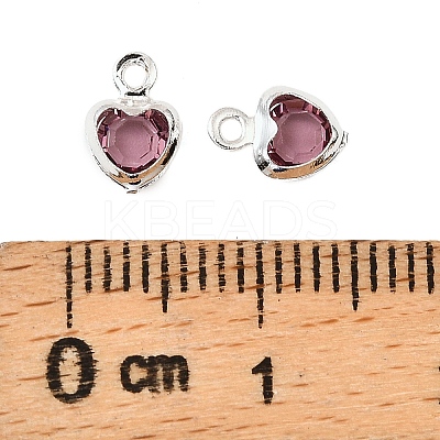 Heart Brass Glass Charms KK-S385-01S-09-1
