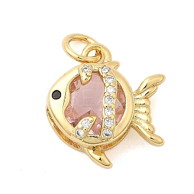 Brass Micro Pave Cubic Zirconia Pendants KK-C137-09G-01-1