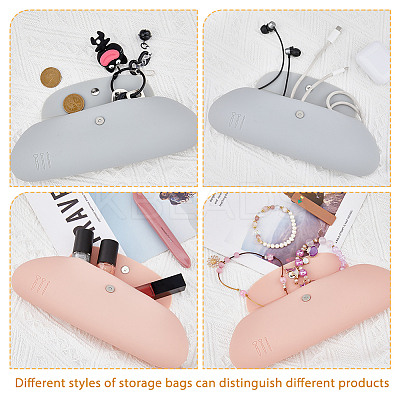 2Pcs 2 Colors Silicone Storage Bag for Cosmetics AJEW-HY0001-62-1