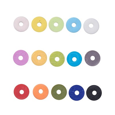 15 Colors Handmade Polymer Clay Beads CLAY-X0011-02A-1