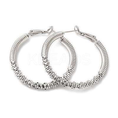 Rack Plating Brass Beaded Hoop Earrings for Women EJEW-D059-10P-1