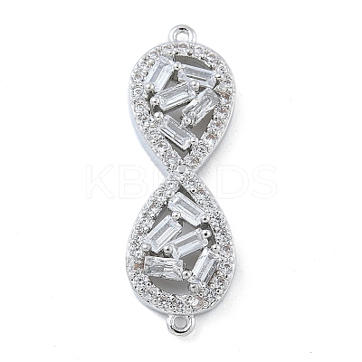 Rack Plating Brass Clear Cubic Zirconia Infinity Connector Charms KK-A234-036P-01-1