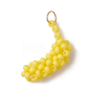 Glass Seed Beaded Banana Pendants PALLOY-MZ00464-1