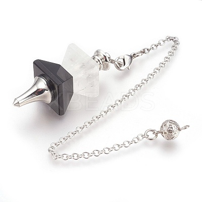 Natural Dyed & Heated Black Agate Dowsing Pendulums KK-F756-09K-1