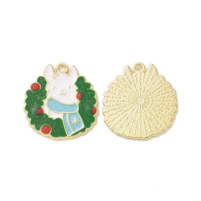 Christmas Theme Rack Plating Alloy Enamel Pendants PALLOY-O109-22LG-1