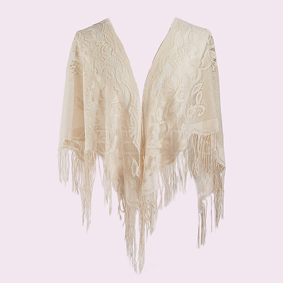 Lace Flower Detachable Polyester Shawl AJEW-WH20072-43A-1