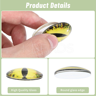30Pcs 15 Colors Luminous Self Adhesive Glass Eyes Cabochons DIY-CA0006-29-1