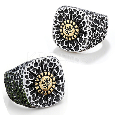 Textured 304 Stainless Steel Finger Rings FS-WG3E048-04-1