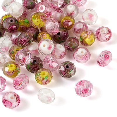 50Pcs 5 Colors Handmade Gold Sand Lampwork Beads Strands LAMP-TA0001-42-1