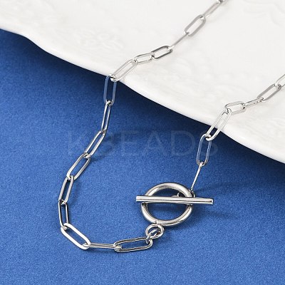 Non-Tarnish Unisex 304 Stainless Steel Paperclip Chain Necklaces NJEW-H215-04P-1