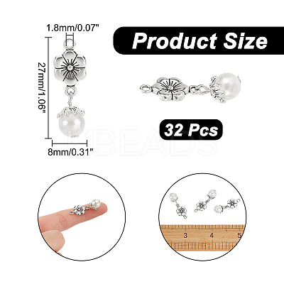 32Pcs Acrylic Imitated Pearl Pendants FIND-AR0003-35-1