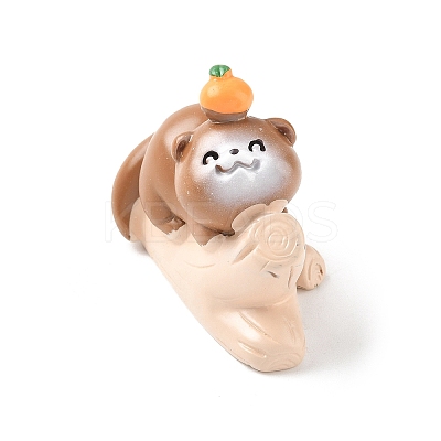 Resin Otter Sitting in Stump Figurines Ornament DJEW-E015-02D-1