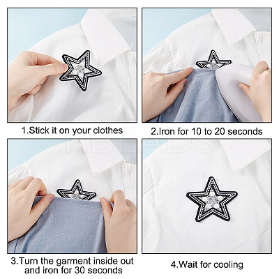 8Pcs 2 Styles Star Embroidery Cloth Sew on Appliques DIY-HY0001-90-1