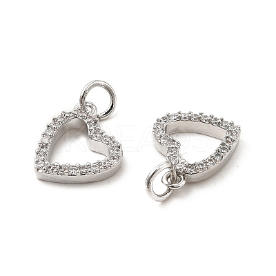 Brass Micro Pave Clear Cubic Zirconia Charms KK-E068-VB173-1