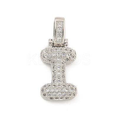 Brass Micro Pave Clear Cubic Zirconia Pendants KK-B099-01P-I-1