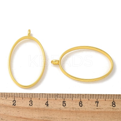 Rack Plating Alloy Oval Open Back Bezel Pendants PALLOY-S047-26E-FF-1