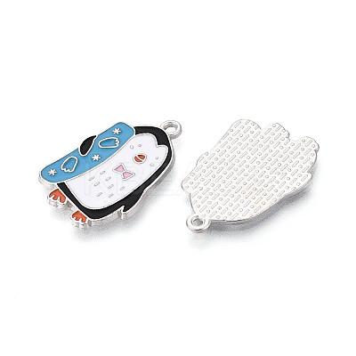 Rack Plating Alloy Enamel Penguin Pendants ENAM-T024-70A-P-1